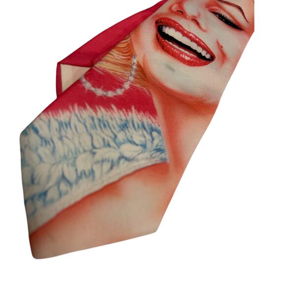 Vintage Ralph Marlin Pink Pin-Up Style Tie‎ Retro Blonde Marylin Monroe - Picture 11 of 12